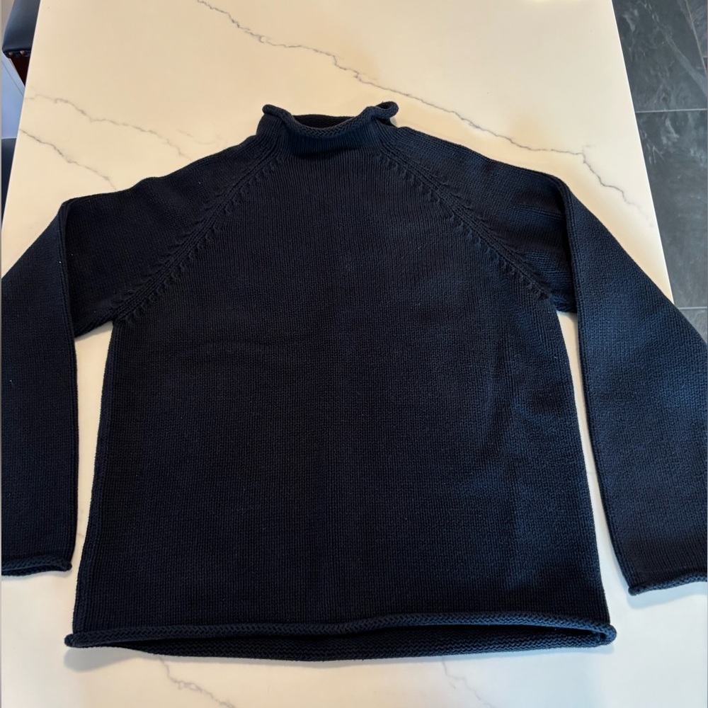 J Crew Mens Rollneck Sweater Medium Navy Blue